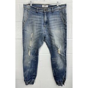 Golden Denim Rustin 5 Pocket Zip Ankle Distressed Joggers /‎ Men's 36 / USA